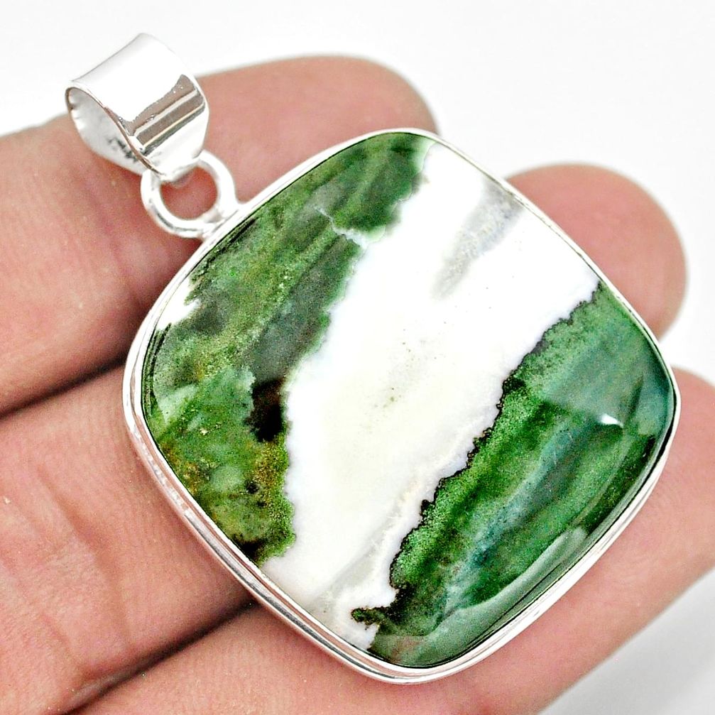 40.22cts natural white zebra jasper 925 sterling silver pendant jewelry t41846