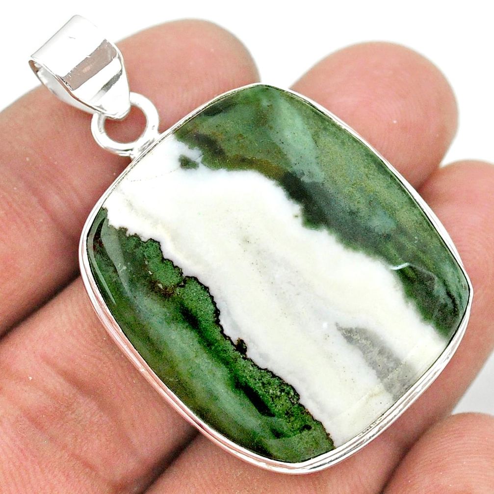 41.11cts natural white zebra jasper 925 sterling silver pendant jewelry t41852