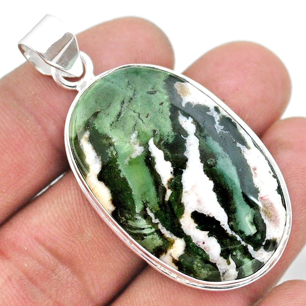 33.10cts natural white zebra jasper 925 sterling silver pendant jewelry t41902