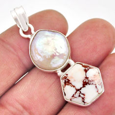 15.29cts natural wild horse magnesite hexagon pearl 925 silver pendant y76095