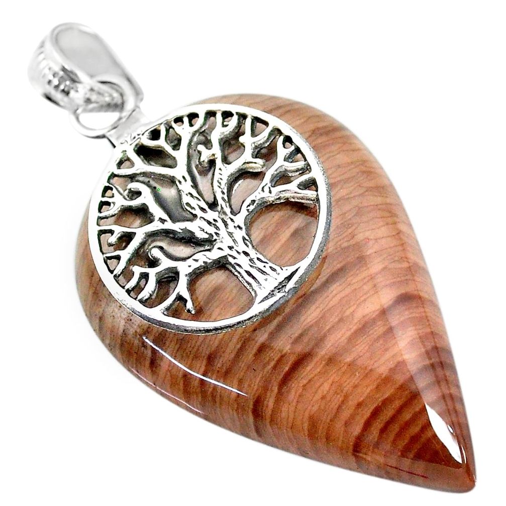40.22cts natural willow creek jasper 925 silver tree of life pendant r91140