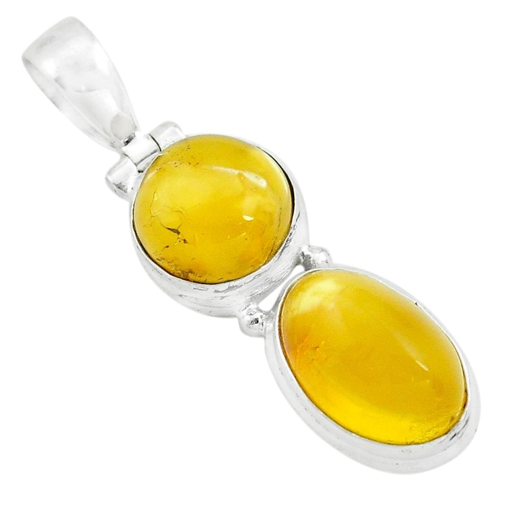 yellow amber bone 925 sterling silver pendant jewelry p67361