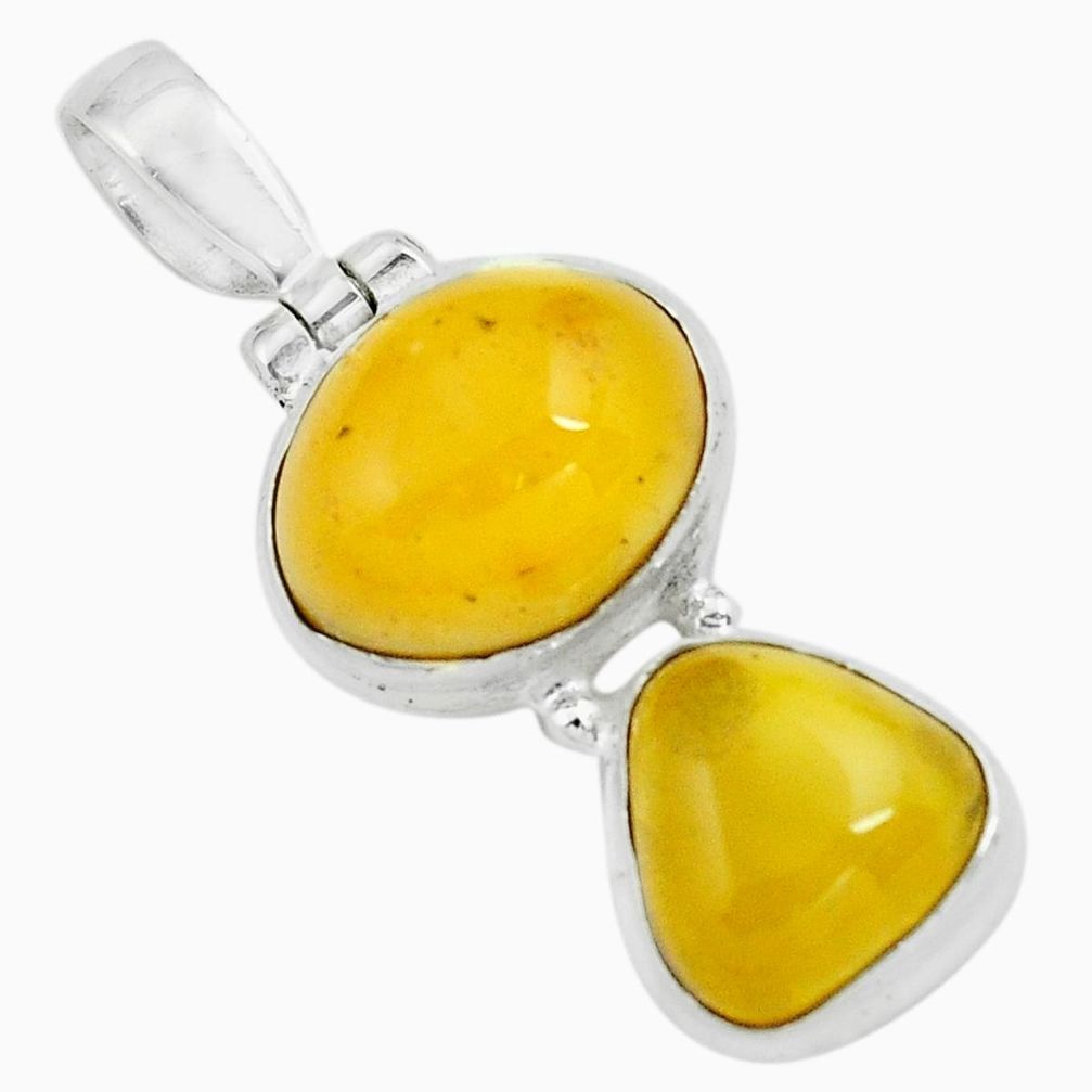 9.86cts natural yellow amber bone 925 sterling silver pendant jewelry p67367