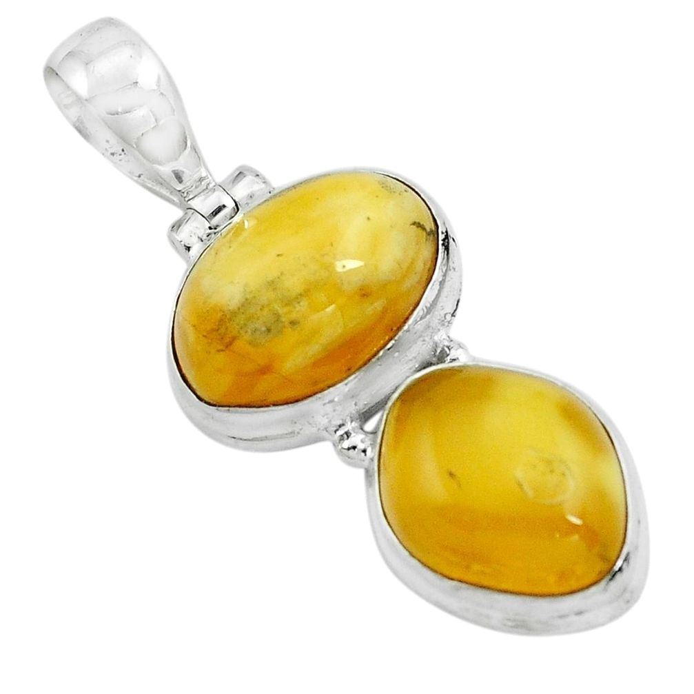  yellow amber bone 925 sterling silver pendant jewelry p67371