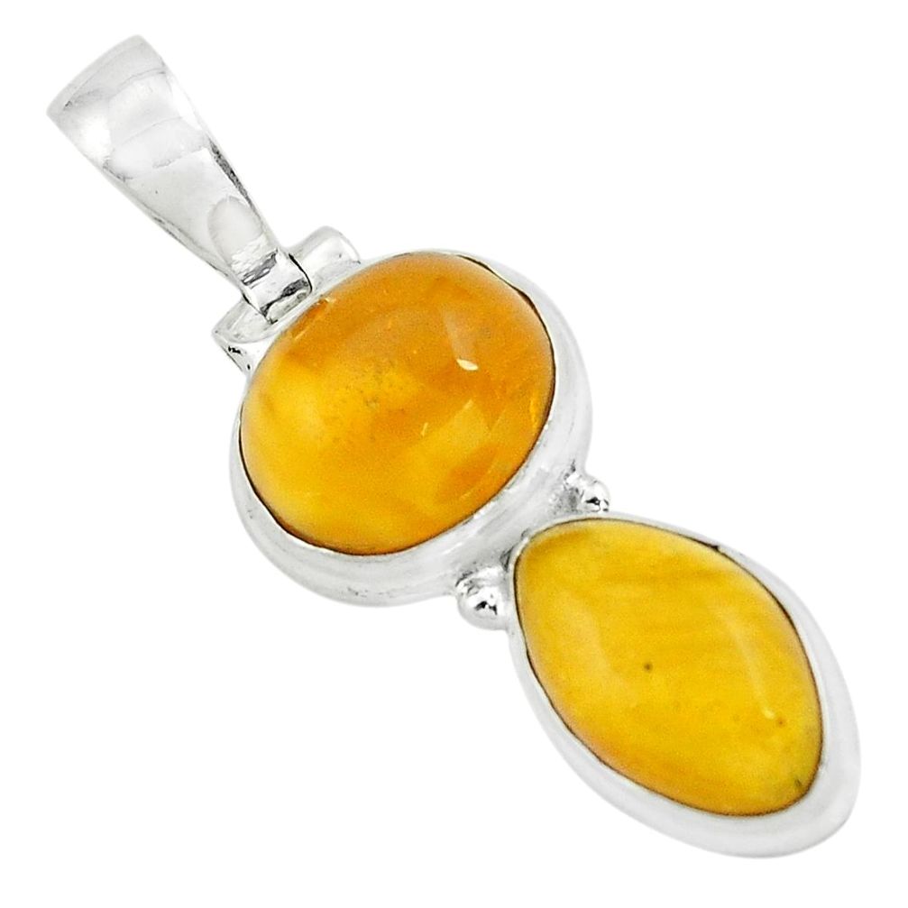 10.32cts natural yellow amber bone 925 sterling silver pendant jewelry p67375
