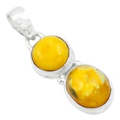 Clearance Sale- 8.56cts natural yellow amber bone 925 sterling silver pendant jewelry p67381