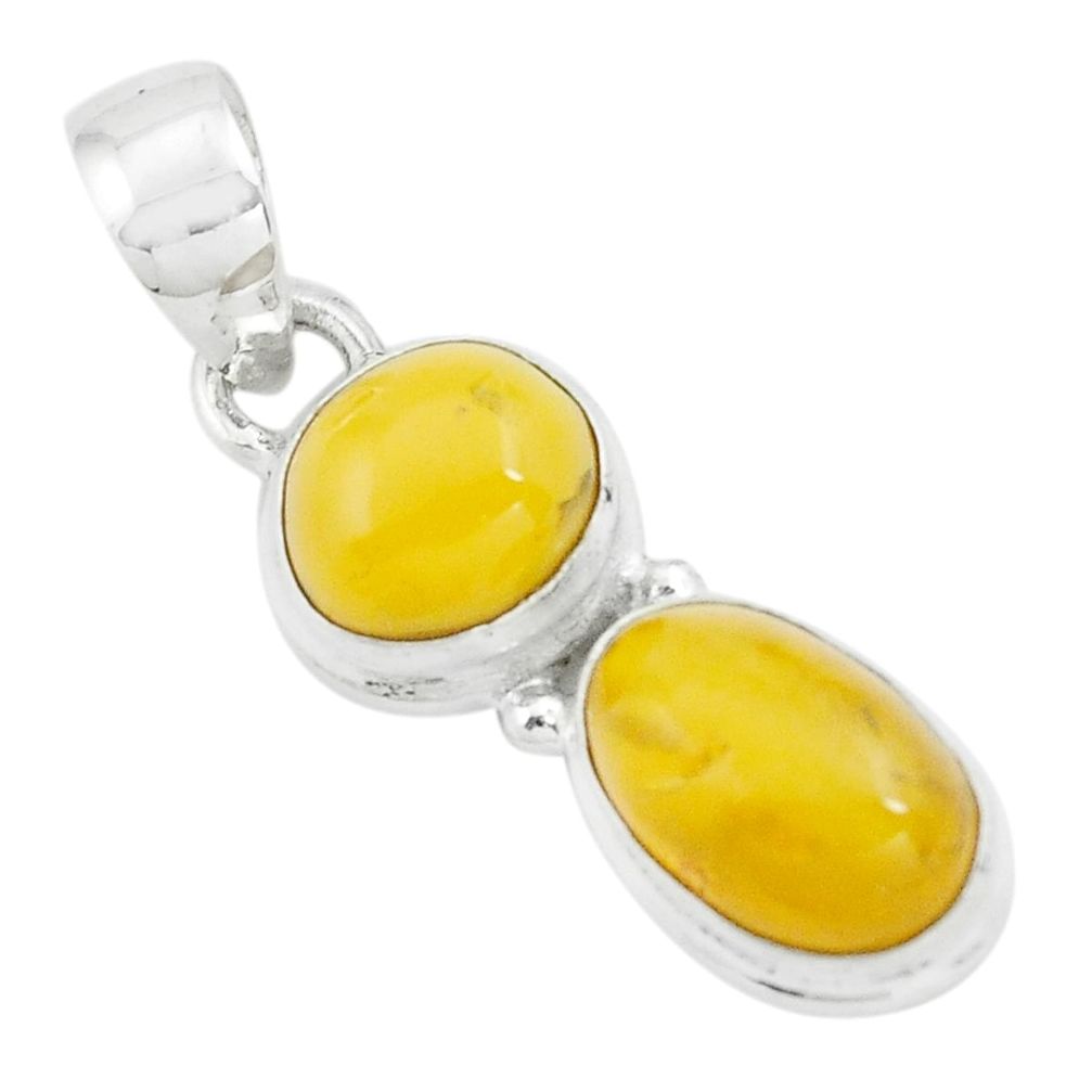 7.56cts natural yellow amber bone 925 sterling silver pendant jewelry p67382