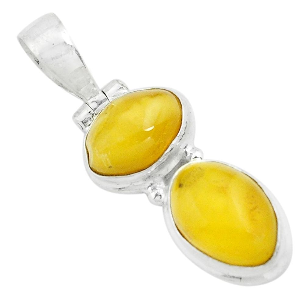 9.35cts natural yellow amber bone 925 sterling silver pendant jewelry p67383