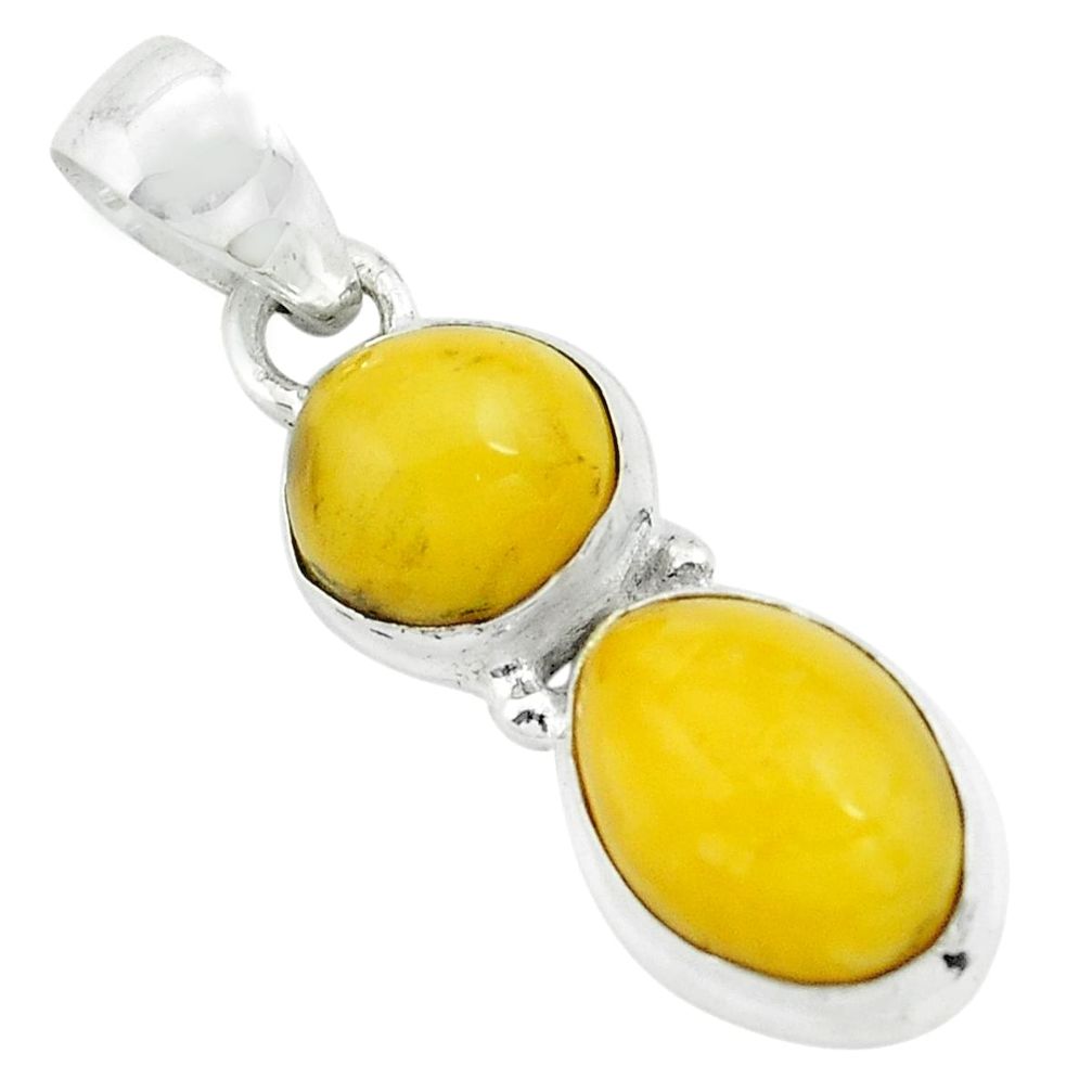 yellow amber bone 925 sterling silver pendant jewelry p67385