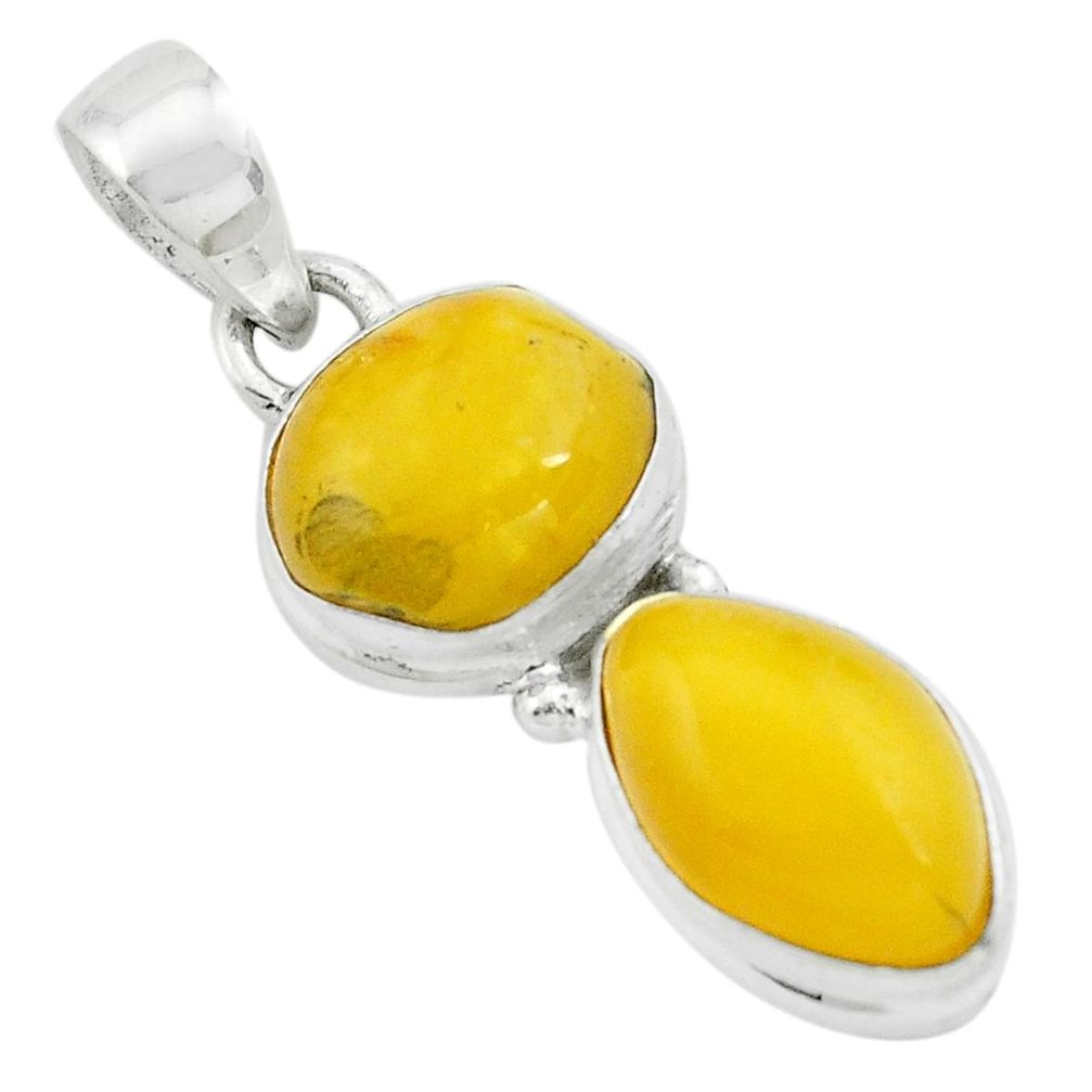 9.37cts natural yellow amber bone 925 sterling silver pendant jewelry p67386