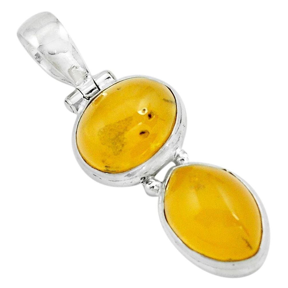 9.86cts natural yellow amber bone 925 sterling silver pendant jewelry p67388