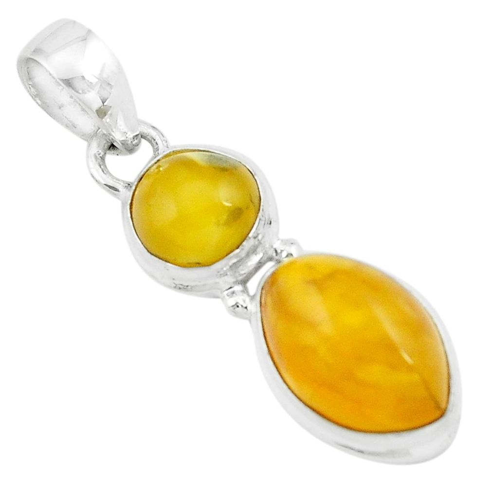 yellow amber bone 925 sterling silver pendant jewelry p67395