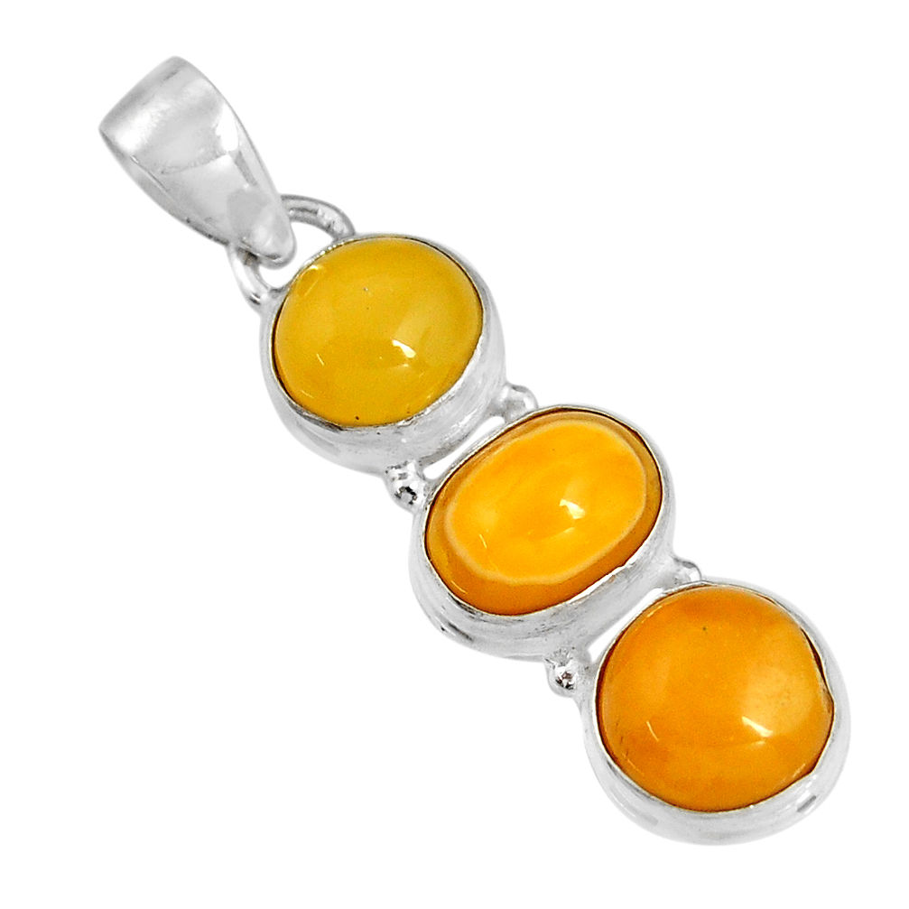 9.29cts natural yellow amber bone 925 sterling silver pendant jewelry r19572