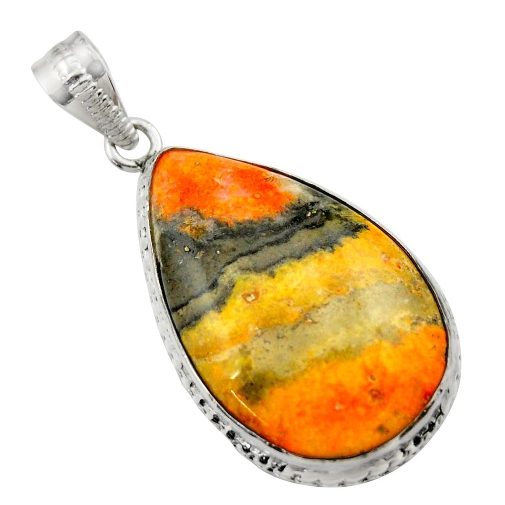 20.88cts natural yellow bumble bee australian jasper 925 silver pendant r29342