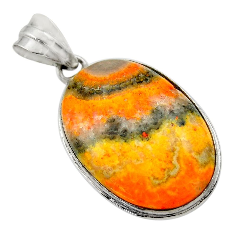 18.25cts natural yellow bumble bee australian jasper 925 silver pendant r29344