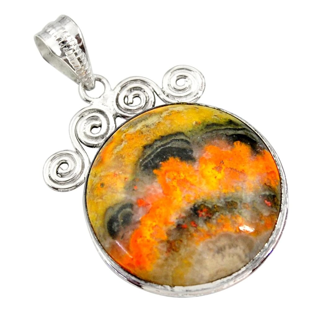 27.64cts natural yellow bumble bee australian jasper 925 silver pendant r30518