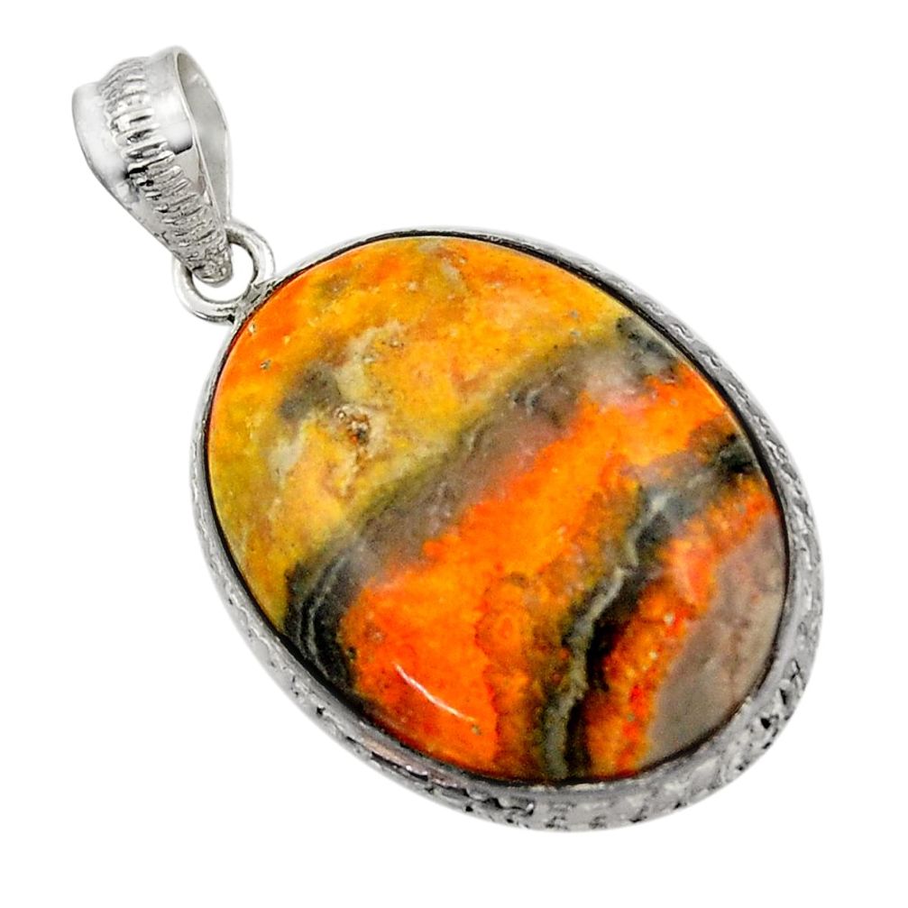 23.84cts natural yellow bumble bee australian jasper 925 silver pendant r32010