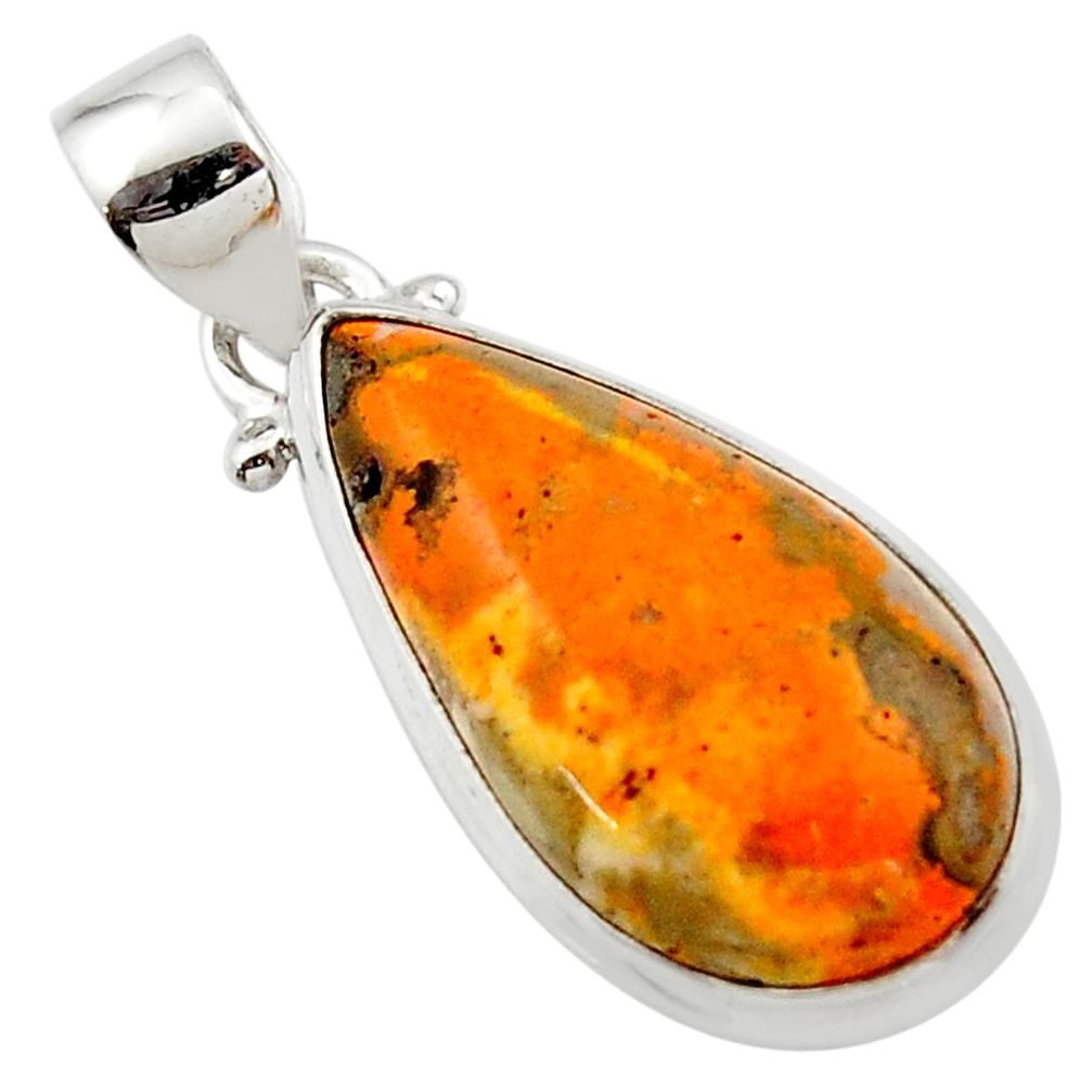 12.58cts natural yellow bumble bee australian jasper 925 silver pendant r46510