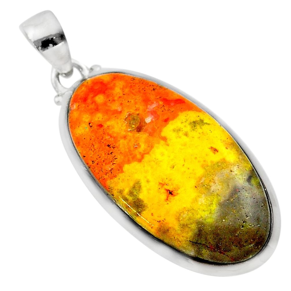 18.88cts natural yellow bumble bee australian jasper 925 silver pendant t22641