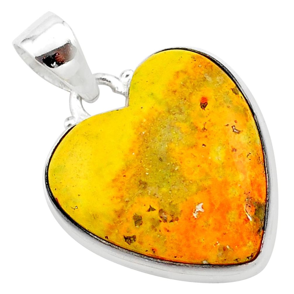 17.57cts heart yellow bumble bee australian jasper 925 silver pendant t23025