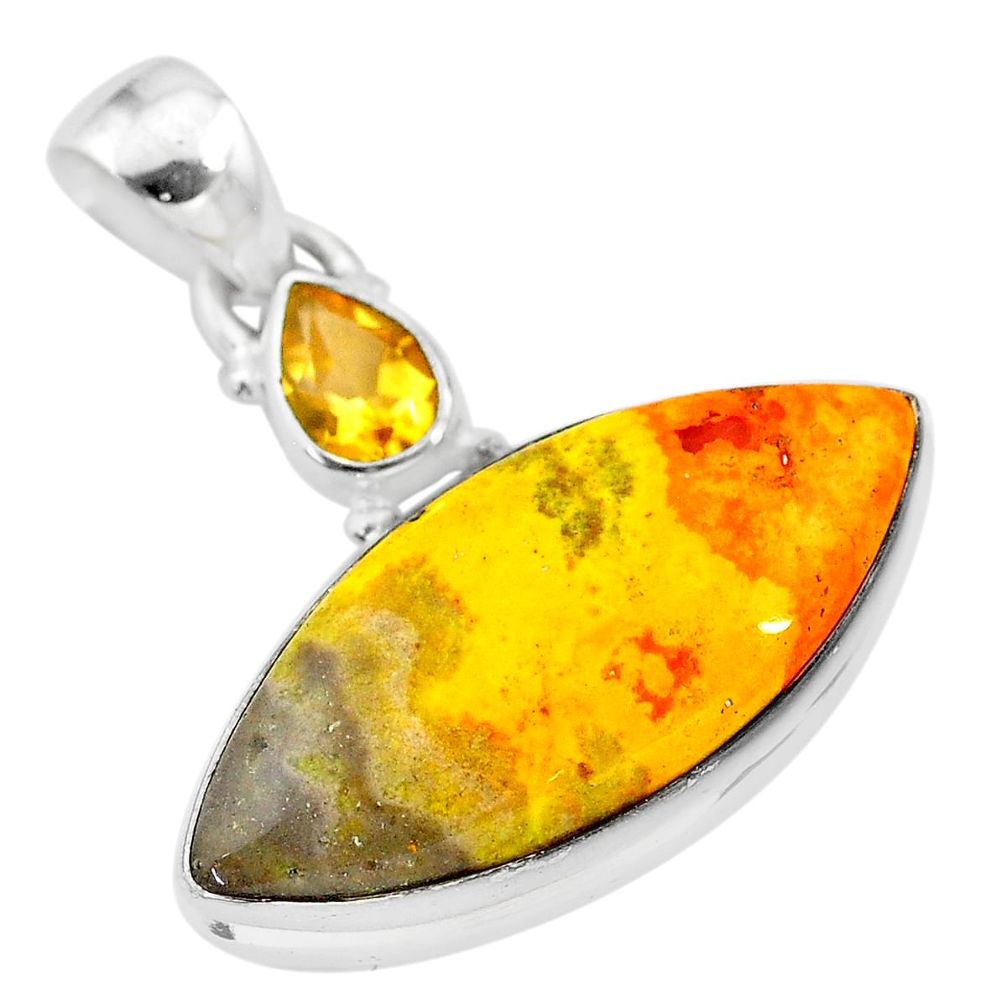 16.73cts natural yellow bumble bee australian jasper 925 silver pendant t28538