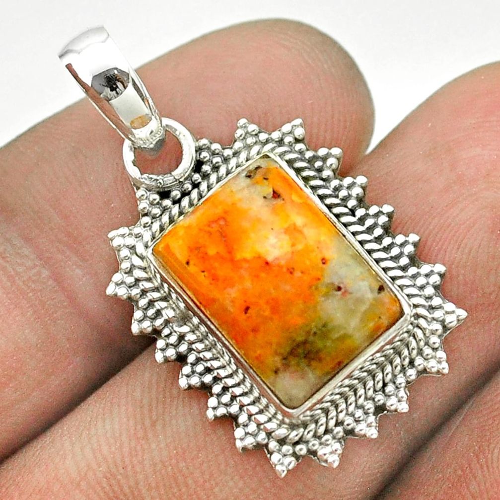 6.36cts natural yellow bumble bee australian jasper 925 silver pendant t53133