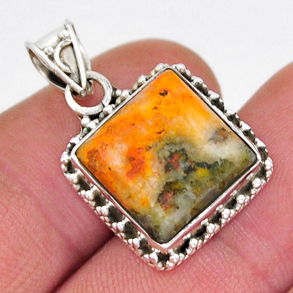 8.83cts natural yellow bumble bee australian jasper 925 silver pendant y18909