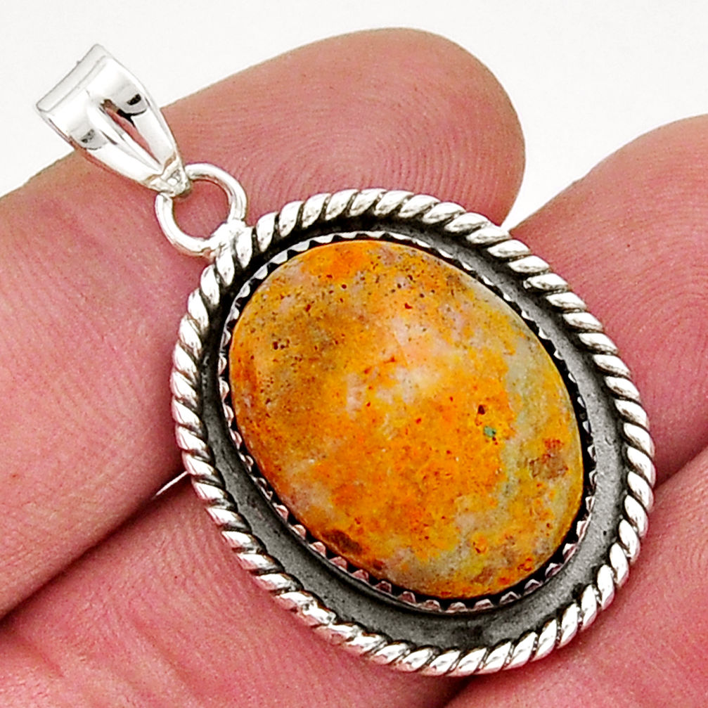 15.66cts natural yellow bumble bee australian jasper 925 silver pendant y20746