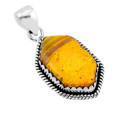 9.18cts natural yellow bumble bee australian jasper 925 silver pendant y71190