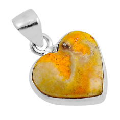 7.89cts natural yellow bumble bee australian jasper heart silver pendant y84546