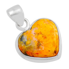 7.42cts natural yellow bumble bee australian jasper heart silver pendant y84571