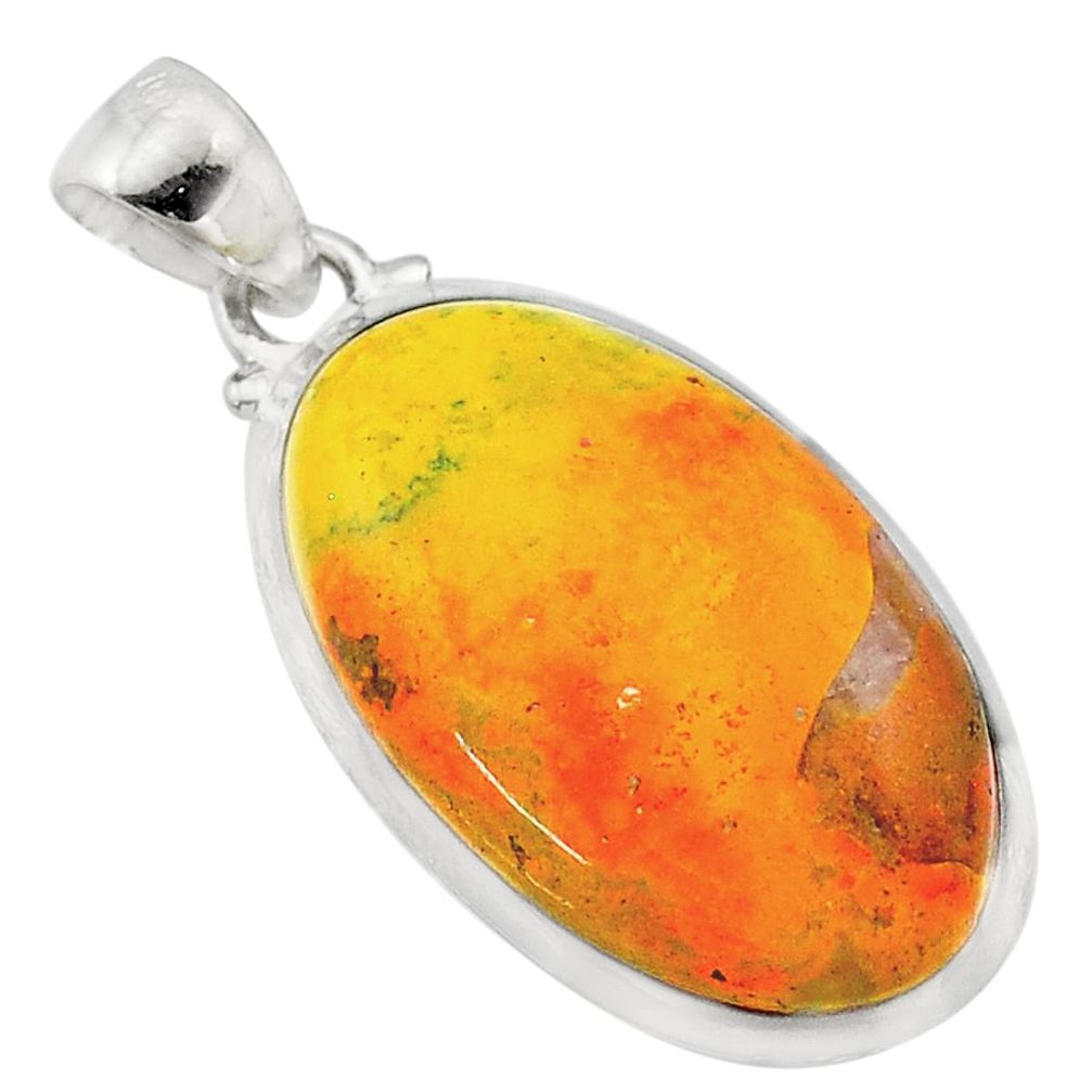 16.28cts natural yellow bumble bee australian jasper oval silver pendant t22568