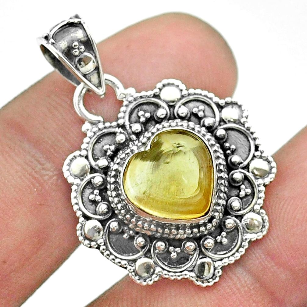4.93cts natural yellow citrine 925 sterling silver heart pendant jewelry t56118