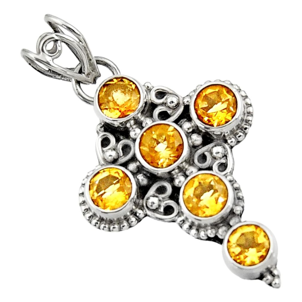 yellow citrine 925 sterling silver holy cross pendant d44774