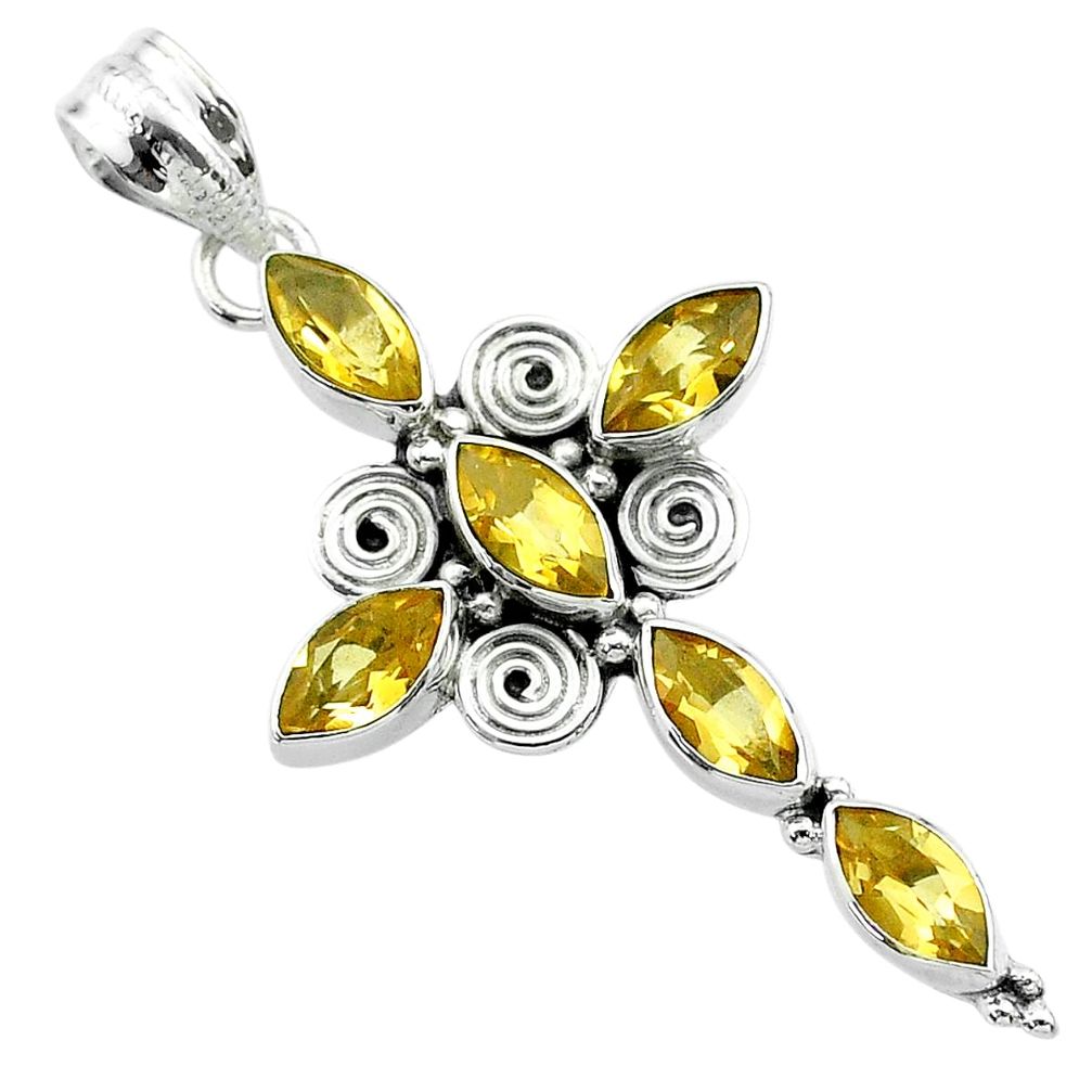 9.16cts natural yellow citrine 925 sterling silver holy cross pendant t52947