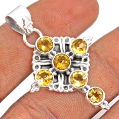 27.58cts natural yellow citrine 925 sterling silver holy cross pendant t92395