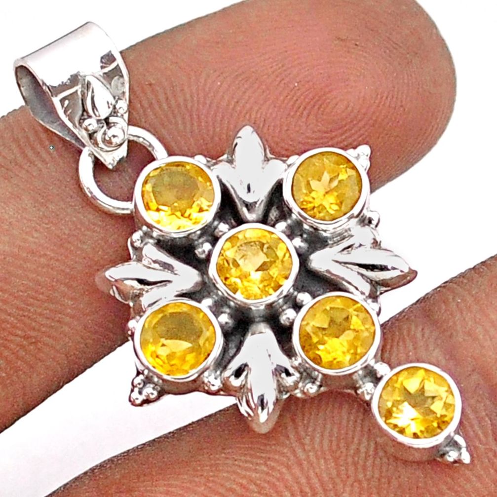 5.60cts natural yellow citrine 925 sterling silver holy cross pendant t92439