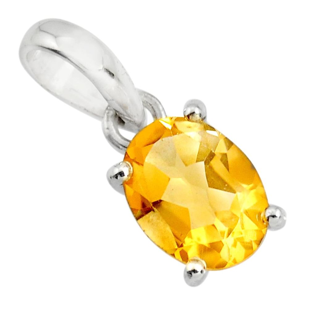 2.97cts natural yellow citrine 925 sterling silver pendant jewelry r25851