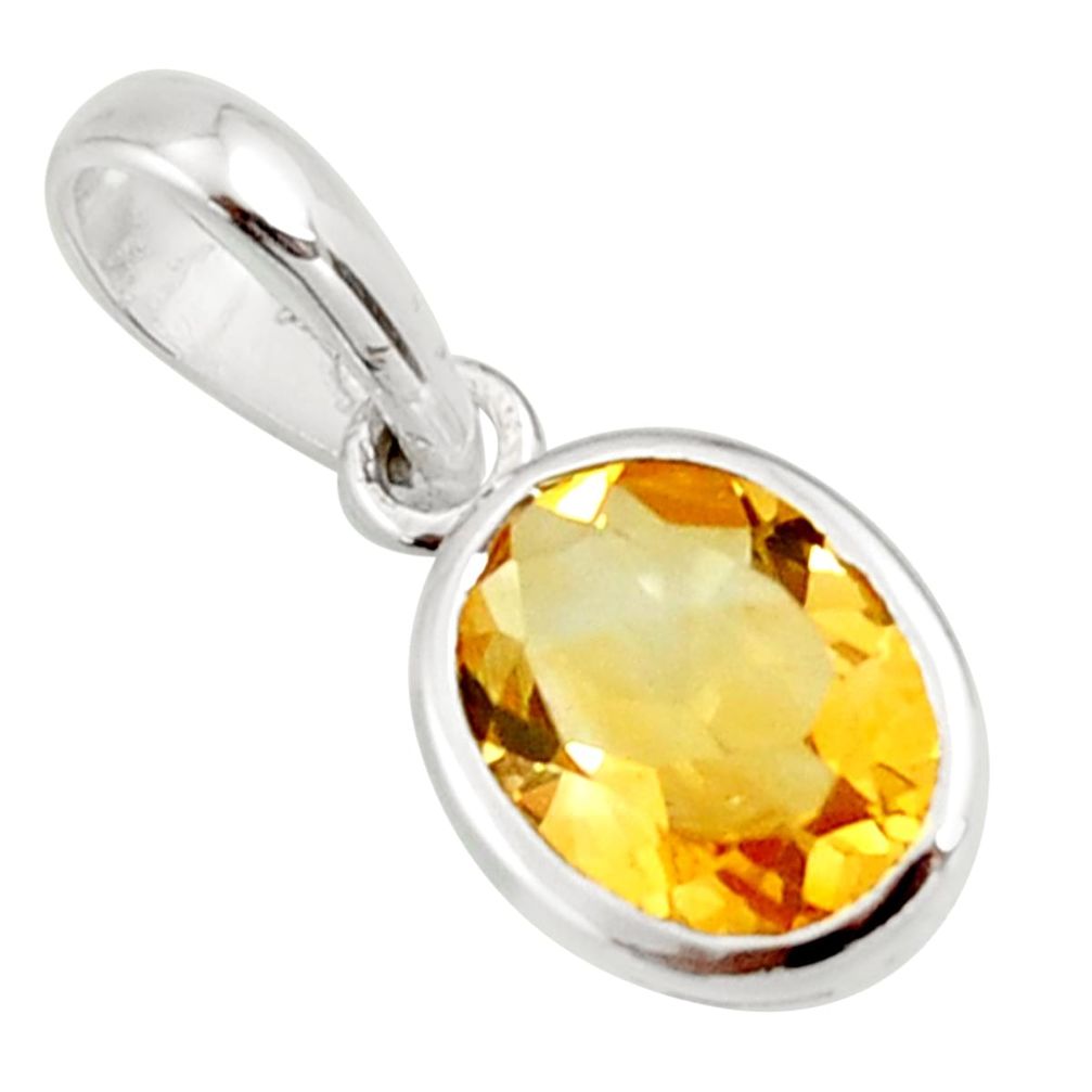 3.12cts natural yellow citrine 925 sterling silver pendant jewelry r27401