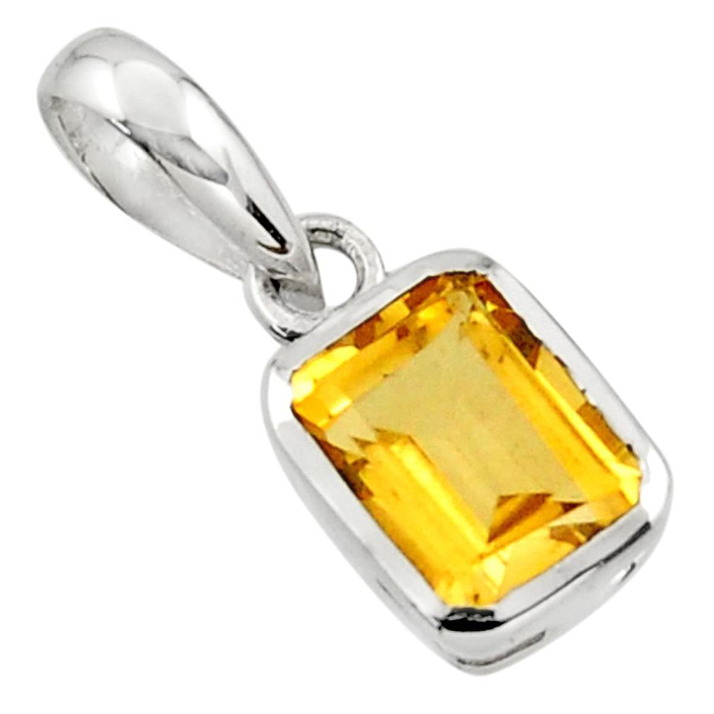 2.03cts natural yellow citrine 925 sterling silver pendant jewelry r43476