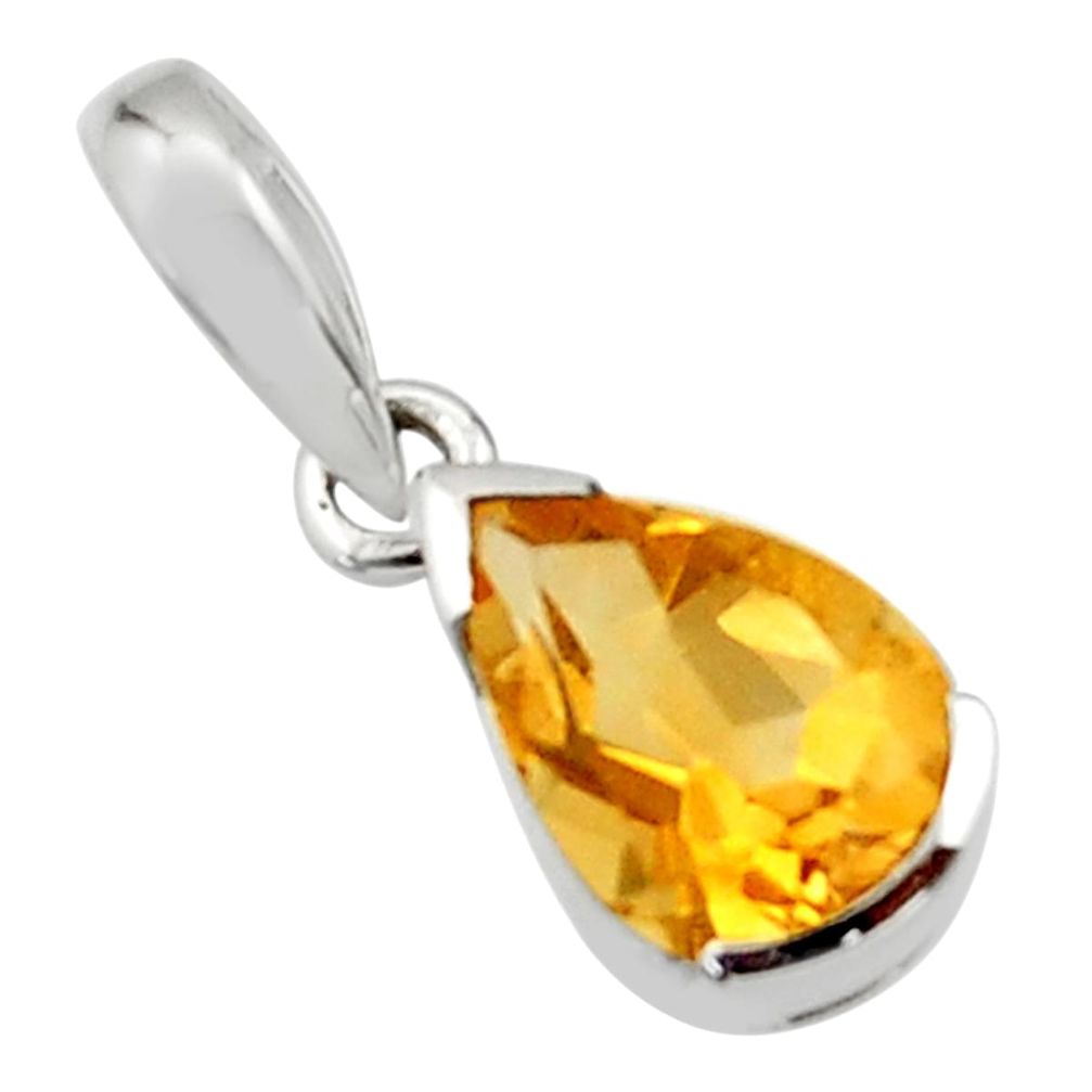 2.41cts natural yellow citrine 925 sterling silver pendant jewelry r45601