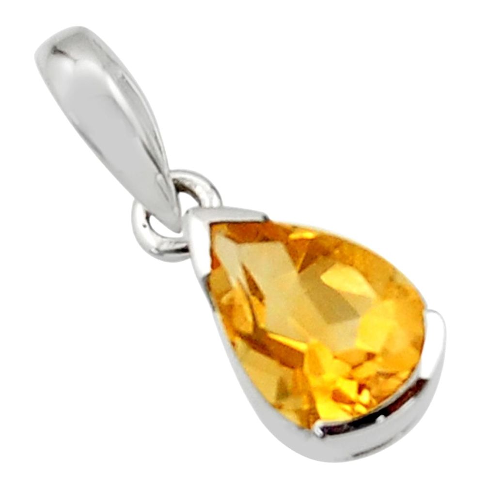 2.45cts natural yellow citrine 925 sterling silver pendant jewelry r45604