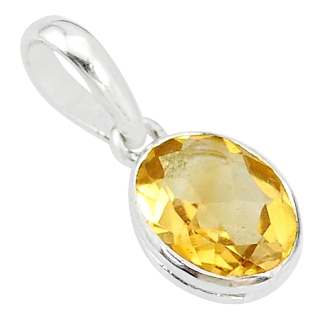 2.11cts natural yellow citrine 925 sterling silver handmade pendant t7669