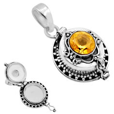 3.05cts natural yellow citrine 925 sterling silver poison box pendant y91950