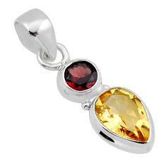 5.23cts natural yellow citrine garnet 925 sterling silver pendant jewelry y81671