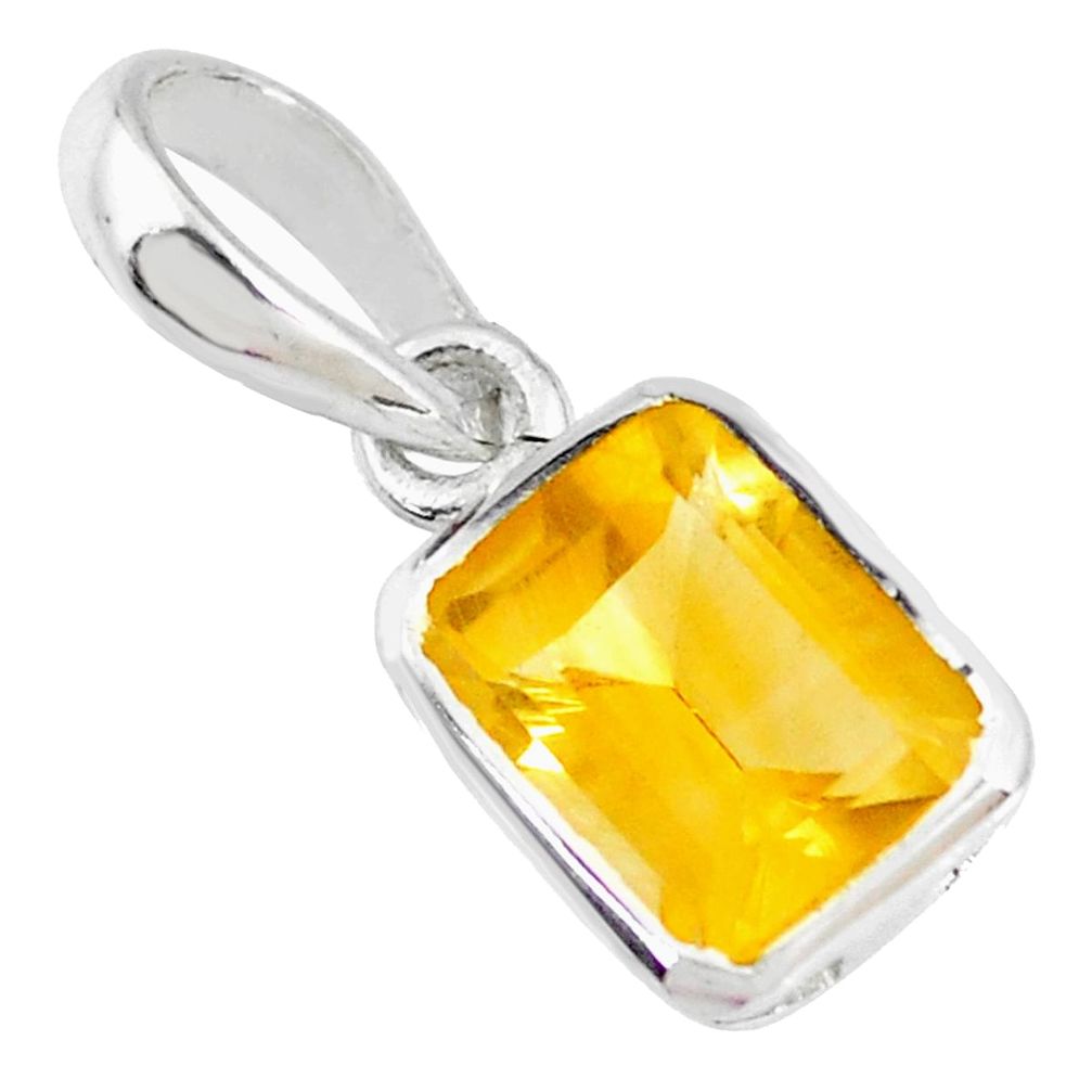 1.84cts natural yellow citrine octagan 925 sterling silver pendant r70571