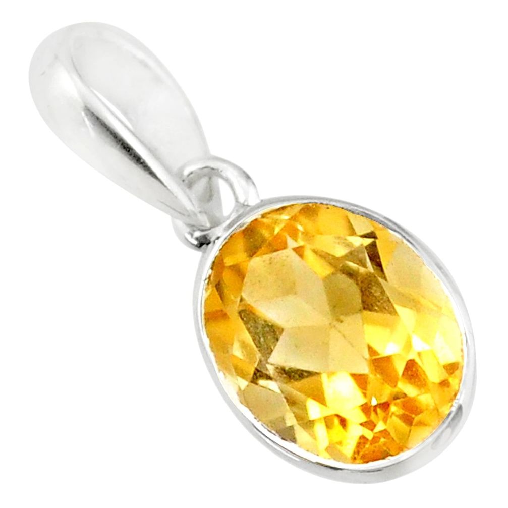 3.10cts natural yellow citrine oval 925 sterling silver pendant jewelry r71469