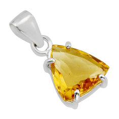 6.52cts natural yellow citrine trillion sterling silver pendant jewelry y79273