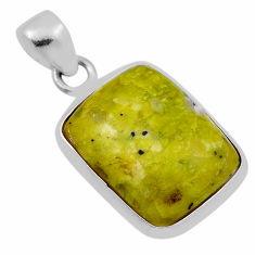 13.49cts natural yellow lizardite (meditation stone) 925 silver pendant n29184