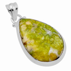 15.02cts natural yellow lizardite (meditation stone) 925 silver pendant n29190